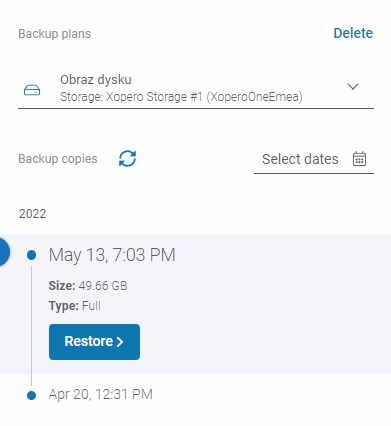 Choosing a backup version