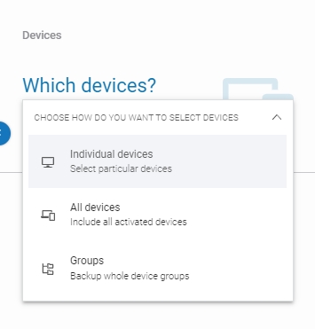 Selecting the device to back them up