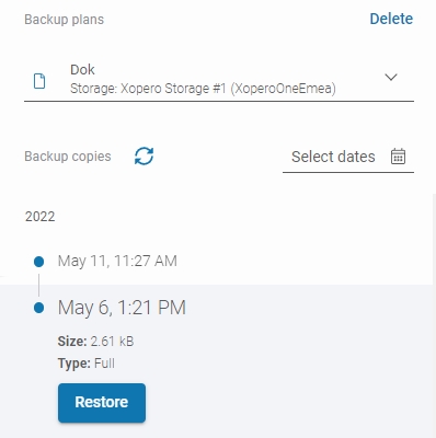 Chosing backup version