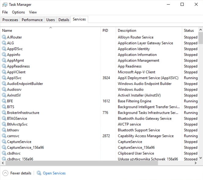 Task manager in Windows