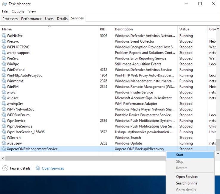 Task manager in Windows