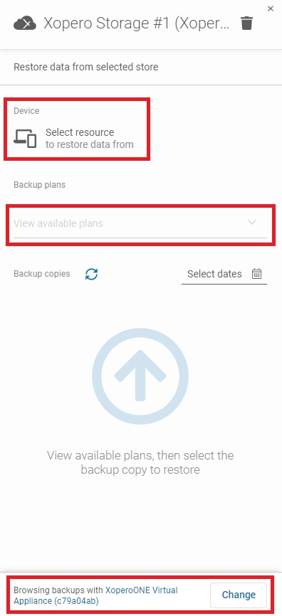 Selecting the device and a backup plan
