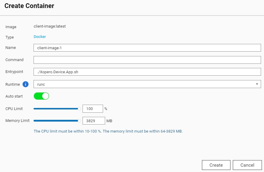 Creating container