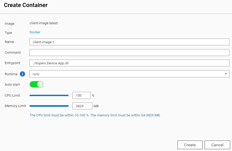 Creating container