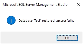 Restore confirmation window