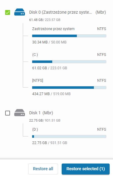 Selecting the disk