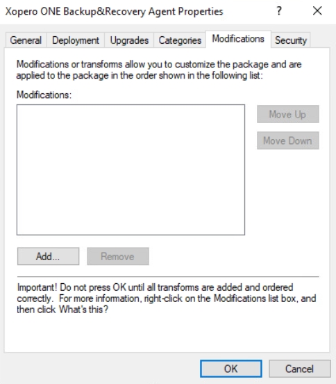 opening modifications tab
