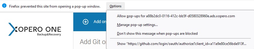 Mozilla pop-up allowance