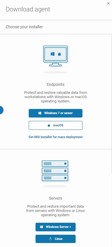 Choosing agent installer to any type of OS