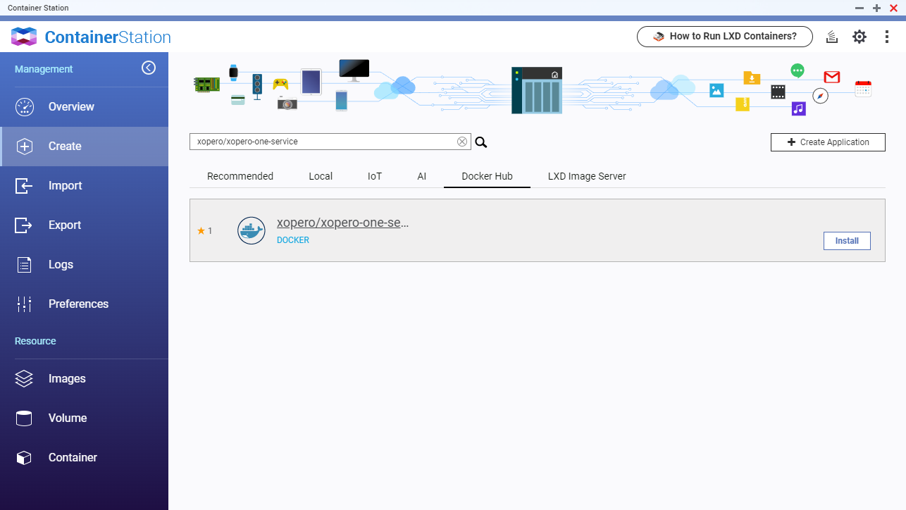 Image tab in Container Station on QNAP NAS