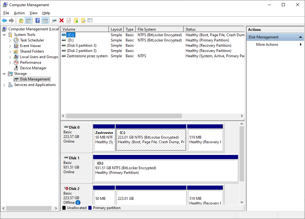 Disk management window