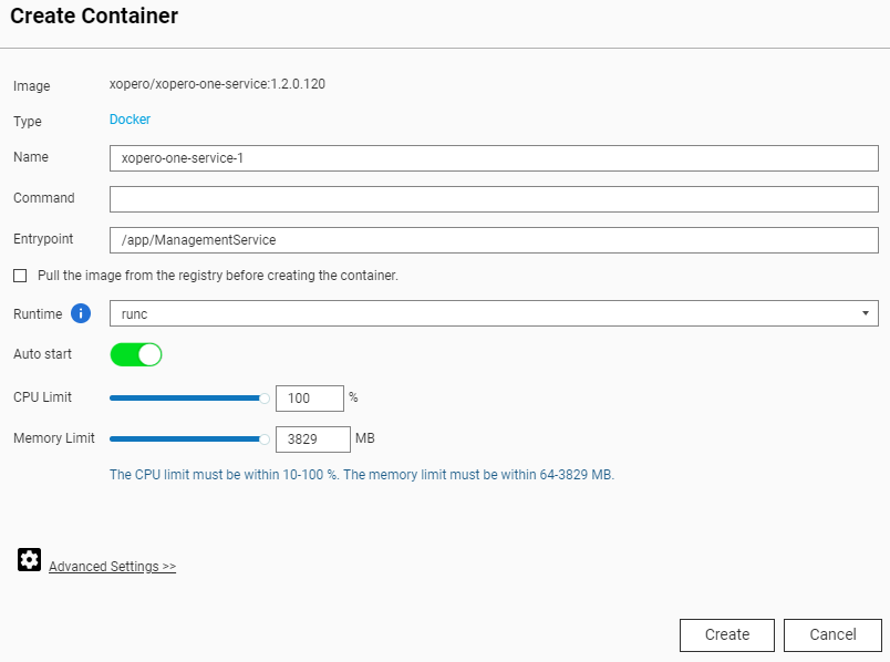 Creating container