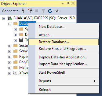 Database restioring