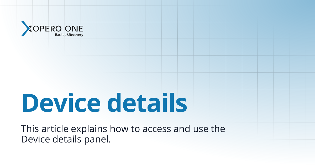 Device details | Xopero ONE Knowledge Base