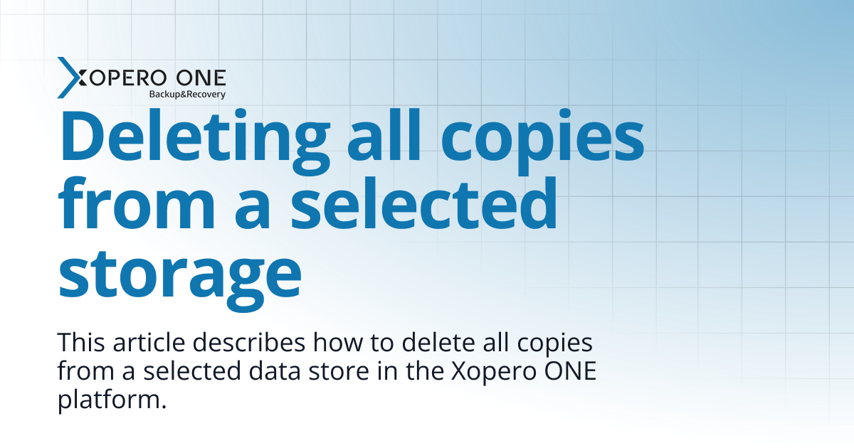 Deleting all copies from a selected storage | Xopero ONE Knowledge Base